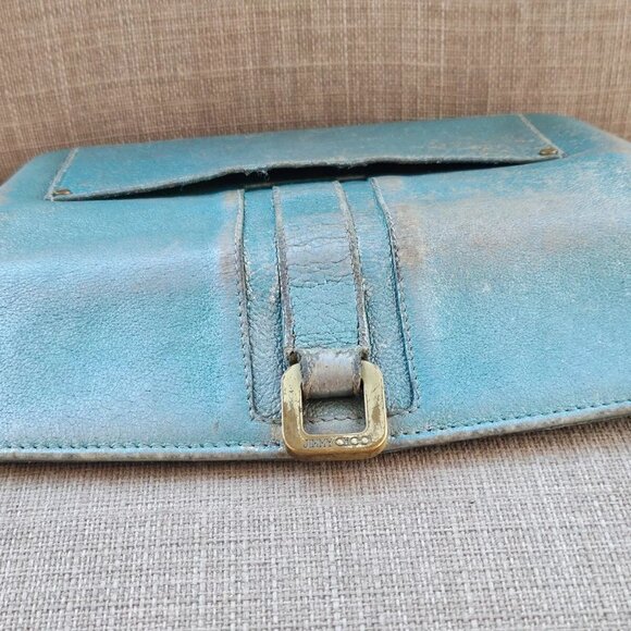 Jimmy Choo Women Cardholder Wristlet Clutch Blue Leather Purse Wallet Made Italy - Picture 14 of 14
